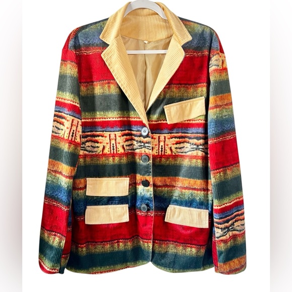 Unisex Women or Men’s Aztec Boho Corduroy Jacket - Picture 1 of 6